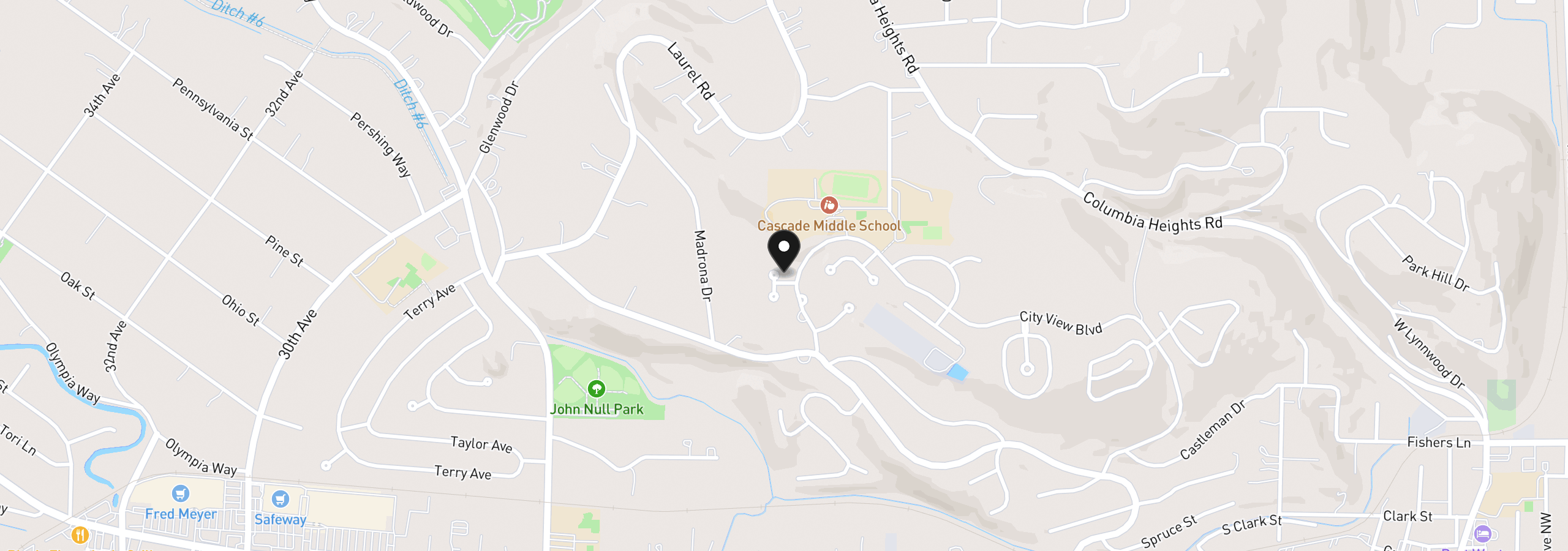 Map showing the location of 1 Monterrey Pl, Longview, Wa 98632