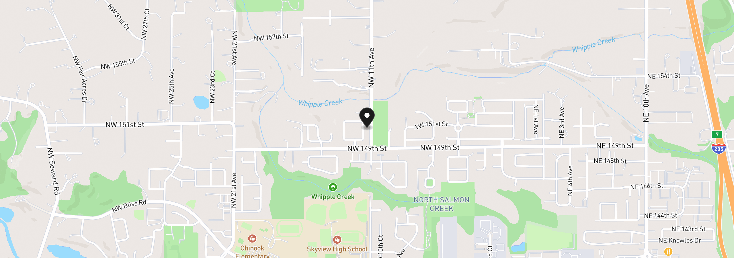 Map showing the location of 15011 NW 11th Pl, Vancouver, Wa 98685