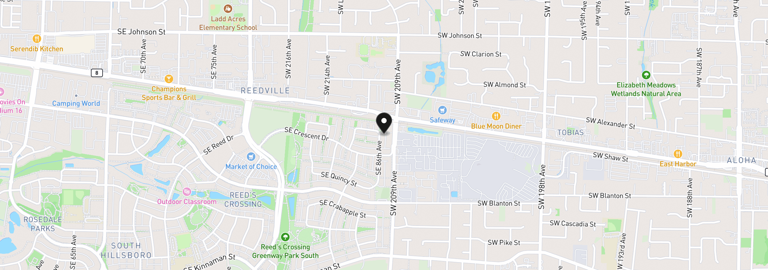 Map showing the location of 3314 SE 86th Ave, Hillsboro, OR 97123