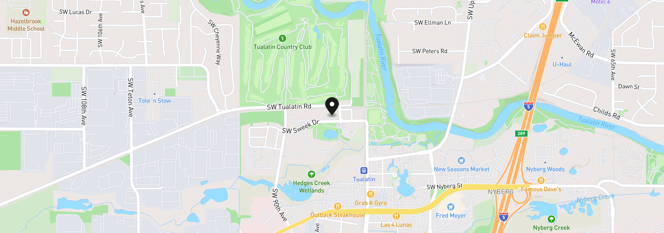 Map showing the location of 8720 SW Tualatin Rd 303, Tualatin, OR 97062