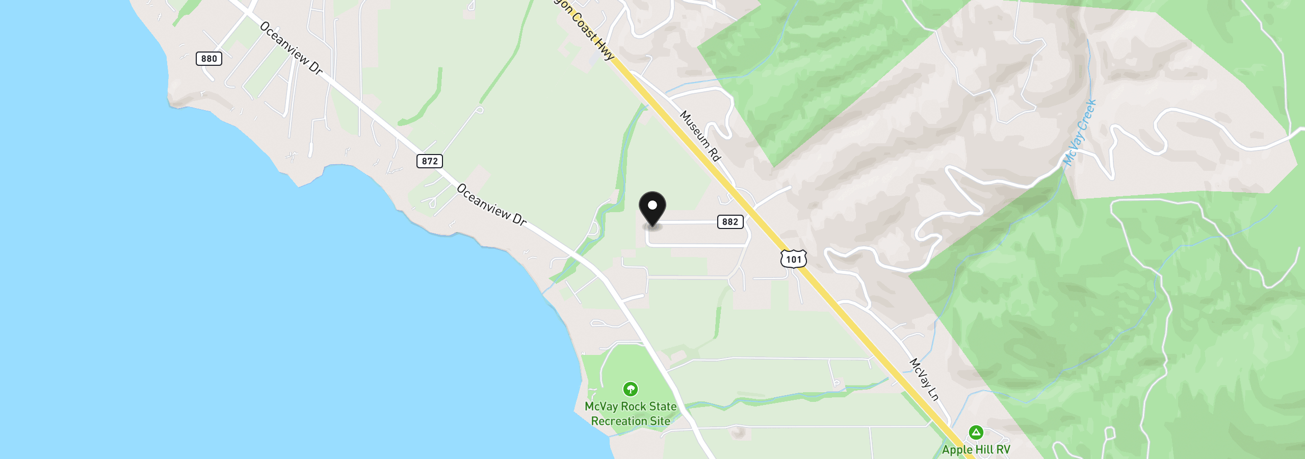 Map showing the location of 98620 Camellia Dr, Brookings, OR 97415