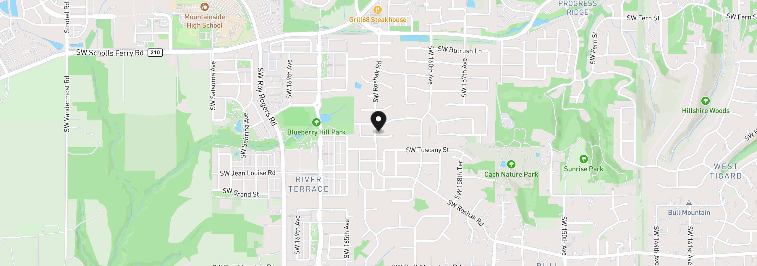 Map showing the location of 16283 SW Stahl Dr, Portland, OR 97223