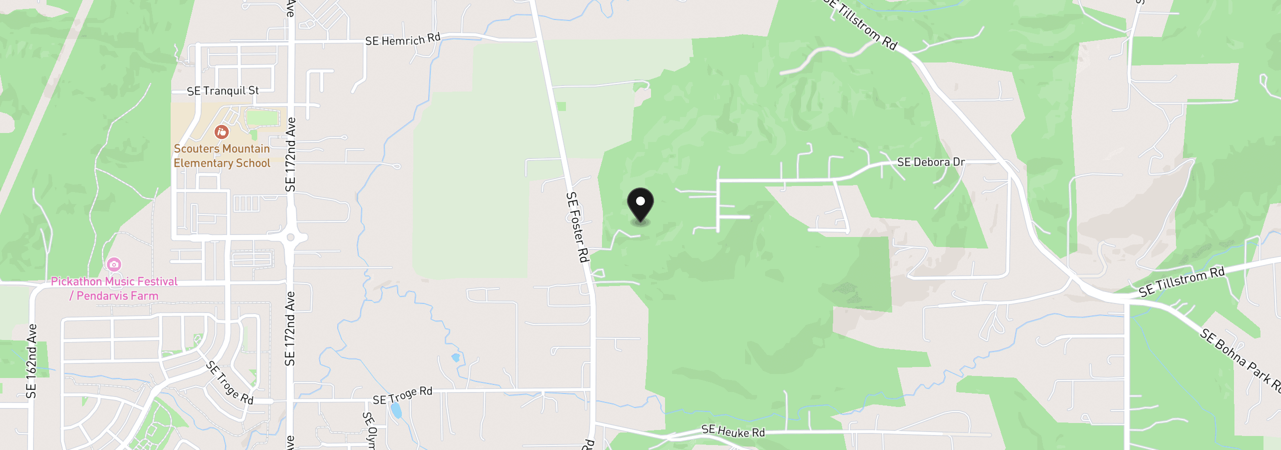 Map showing the location of 19491 SE Foster Rd, Damascus, OR 97089