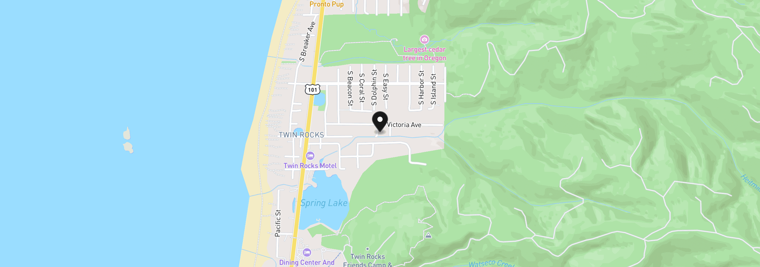 Map showing the location of 19315 S 5th Ave, Rockaway Beach, OR 97136