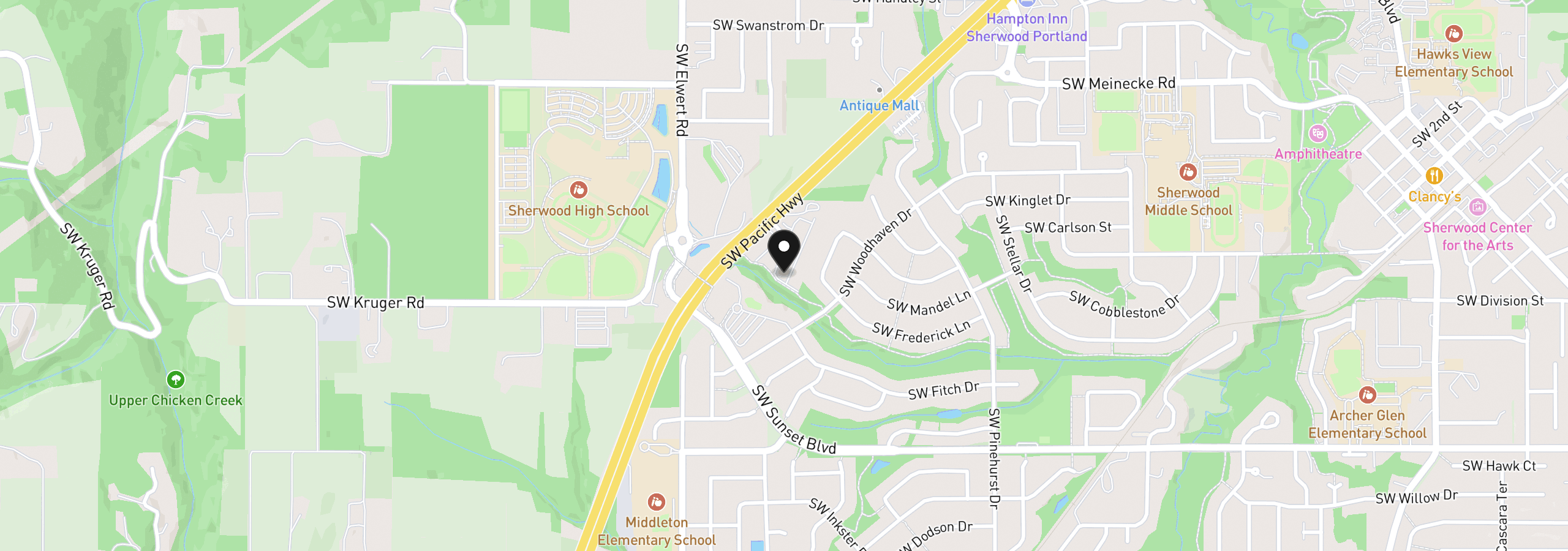 Map showing the location of 22856 SW Forest Creek Dr 202, Sherwood, OR 97140