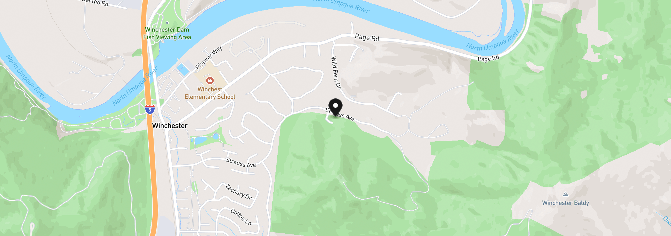 Map showing the location of 283 Winchester Creek Ave, Winchester, OR 97495