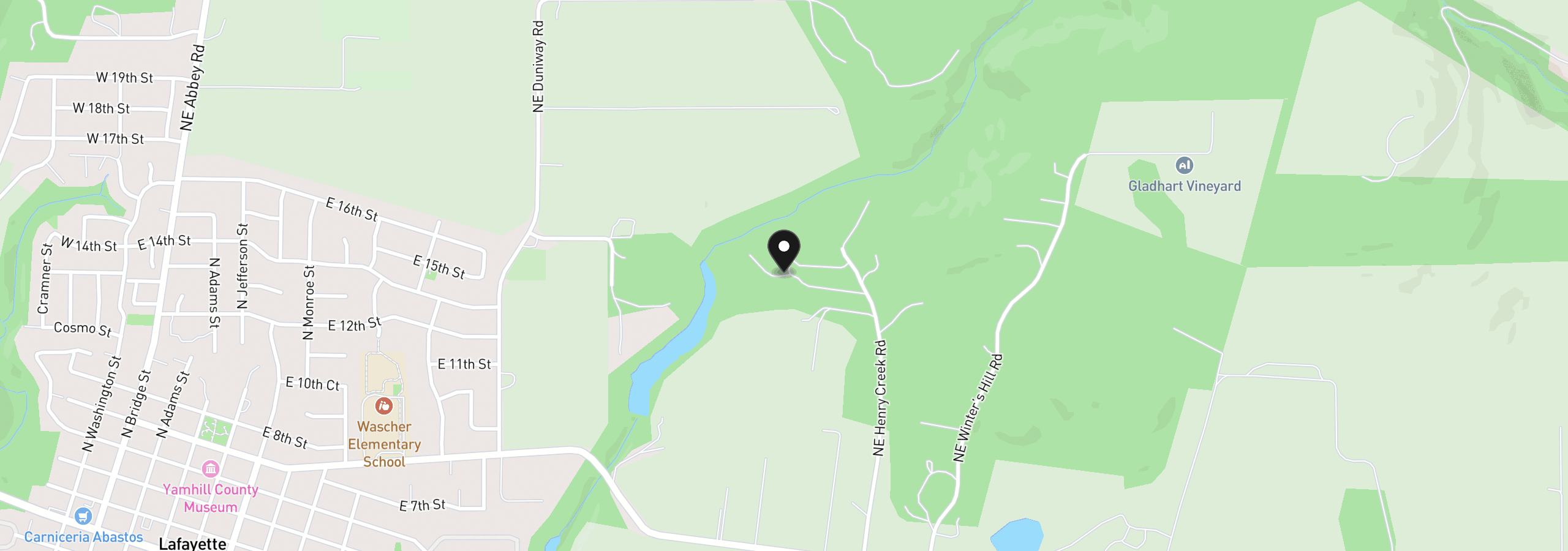 Map showing the location of 4751 NE Henry Creek Rd, Dayton, OR 97114