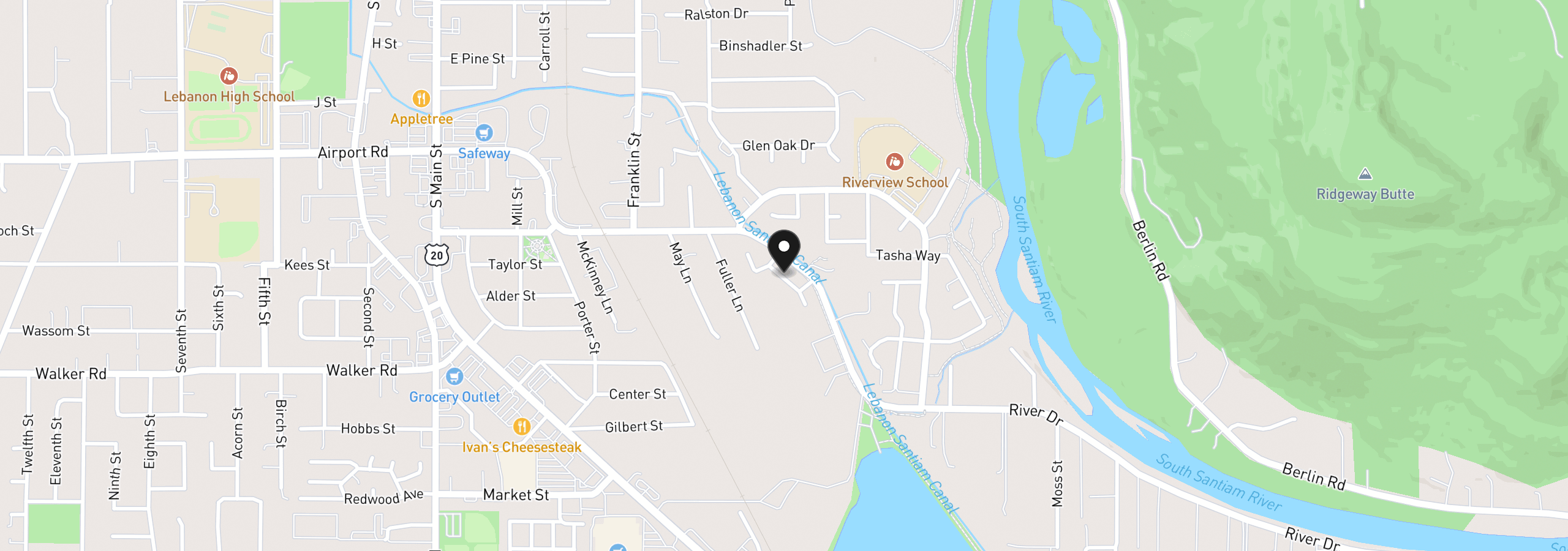 Map showing the location of 2658 S 12th St, Lebanon, OR 97355