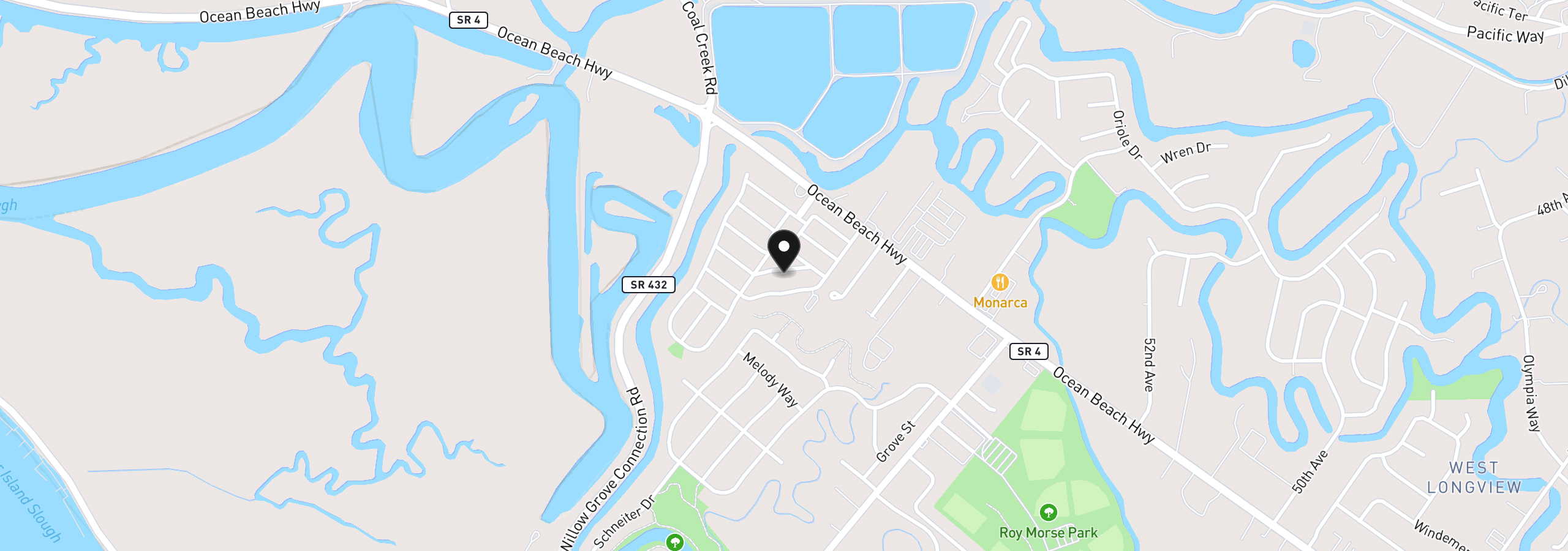 Map showing the location of 333 Franklin Pl, Longview, Wa 98632