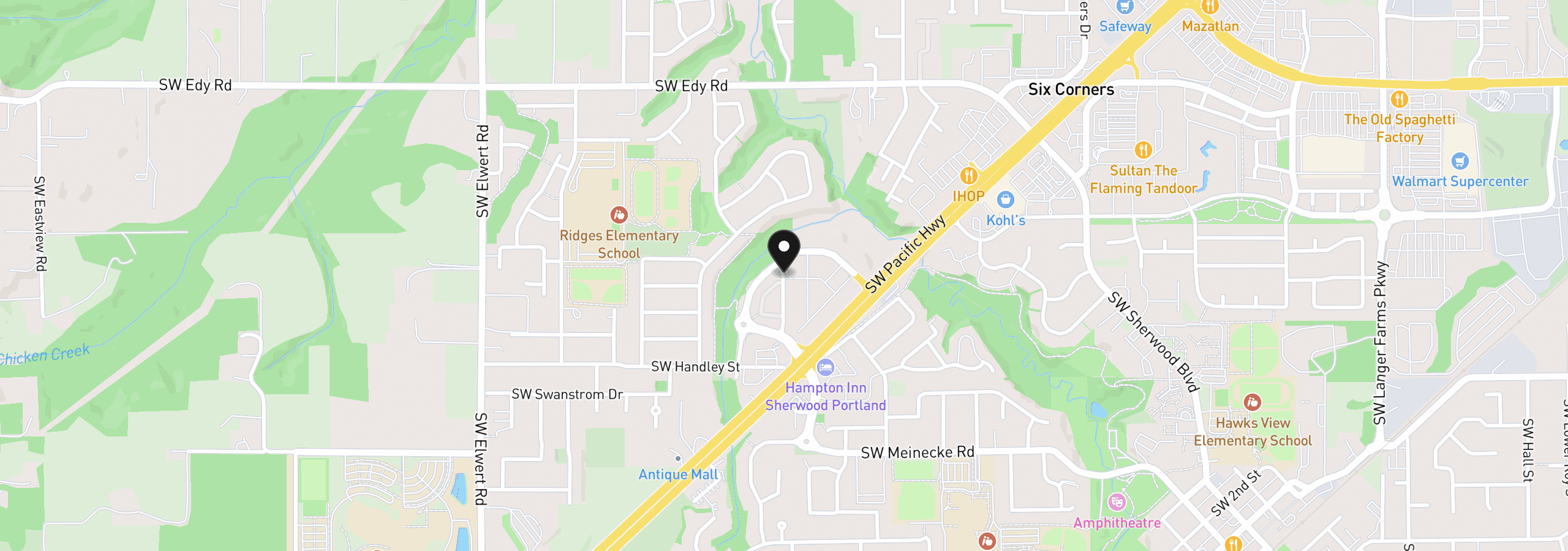 Map showing the location of 21662 SW Berkshire Ter, Sherwood, OR 97140