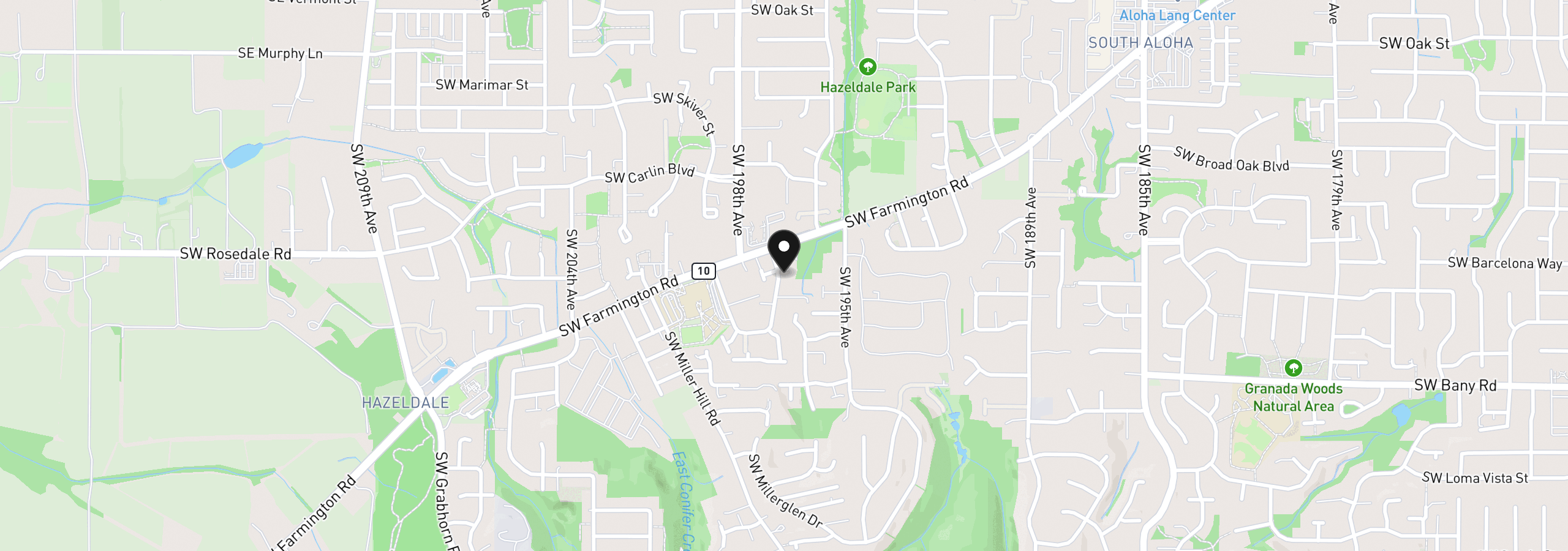 Map showing the location of 19718 SW Brandy Ln, Beaverton, OR 97007