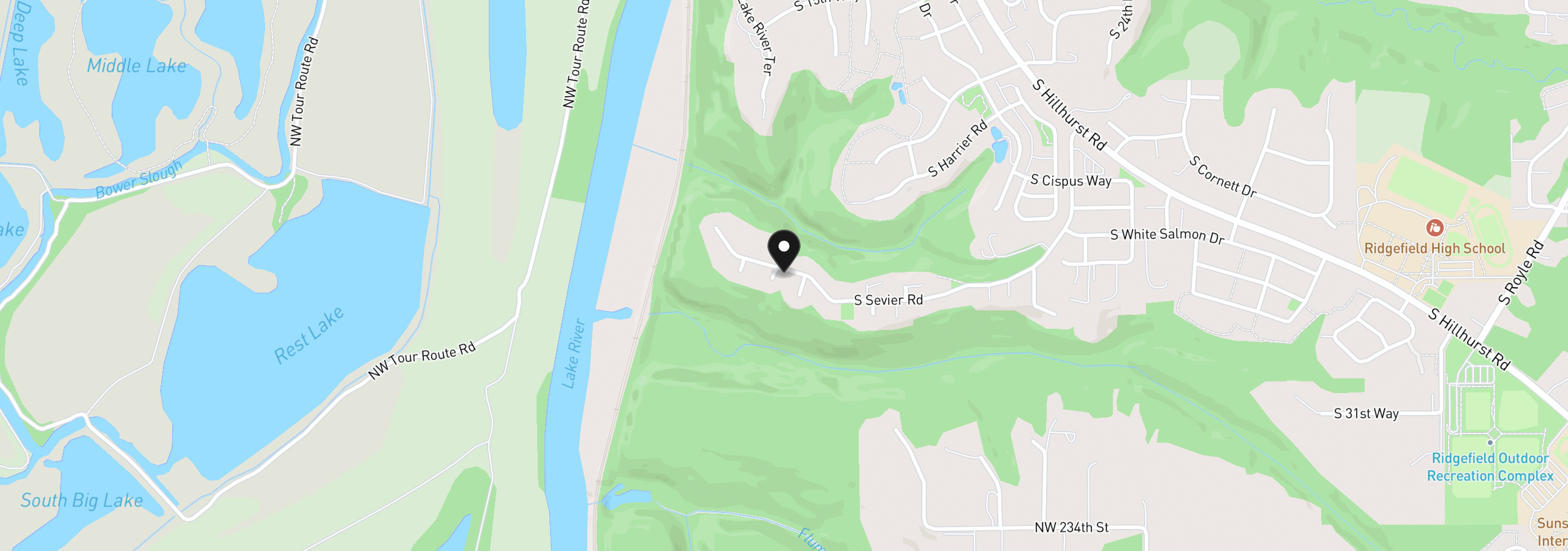 Map showing the location of 2602 S 11th Ct, Ridgefield, Wa 98642