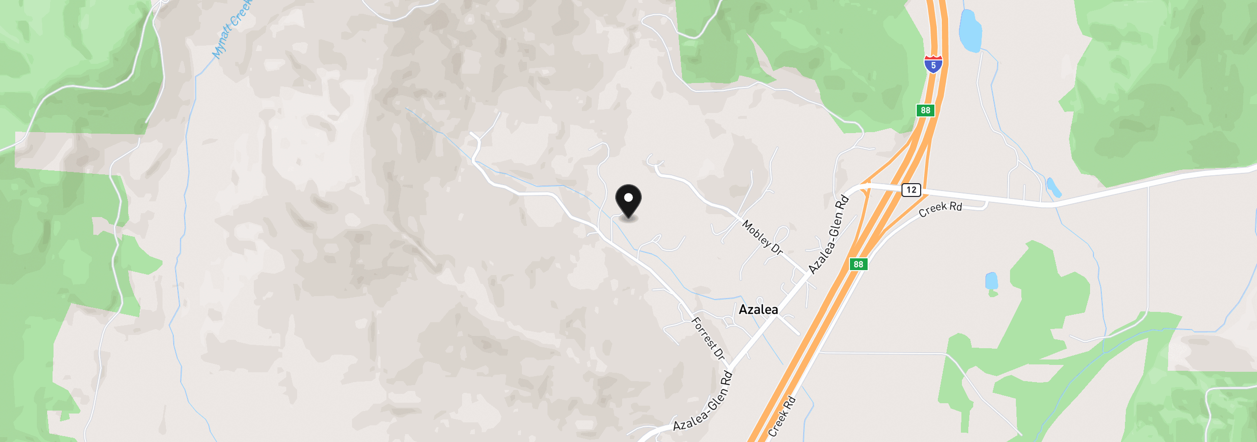 Map showing the location of 440 Forest Dr, Azalea, OR 97410