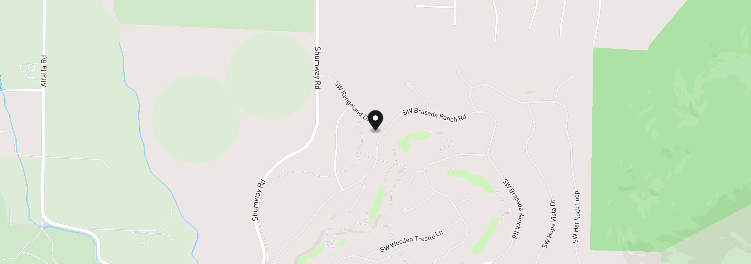 Map showing the location of 15820 SW Brasada Ranch Rd, Powell Butte, OR 97753