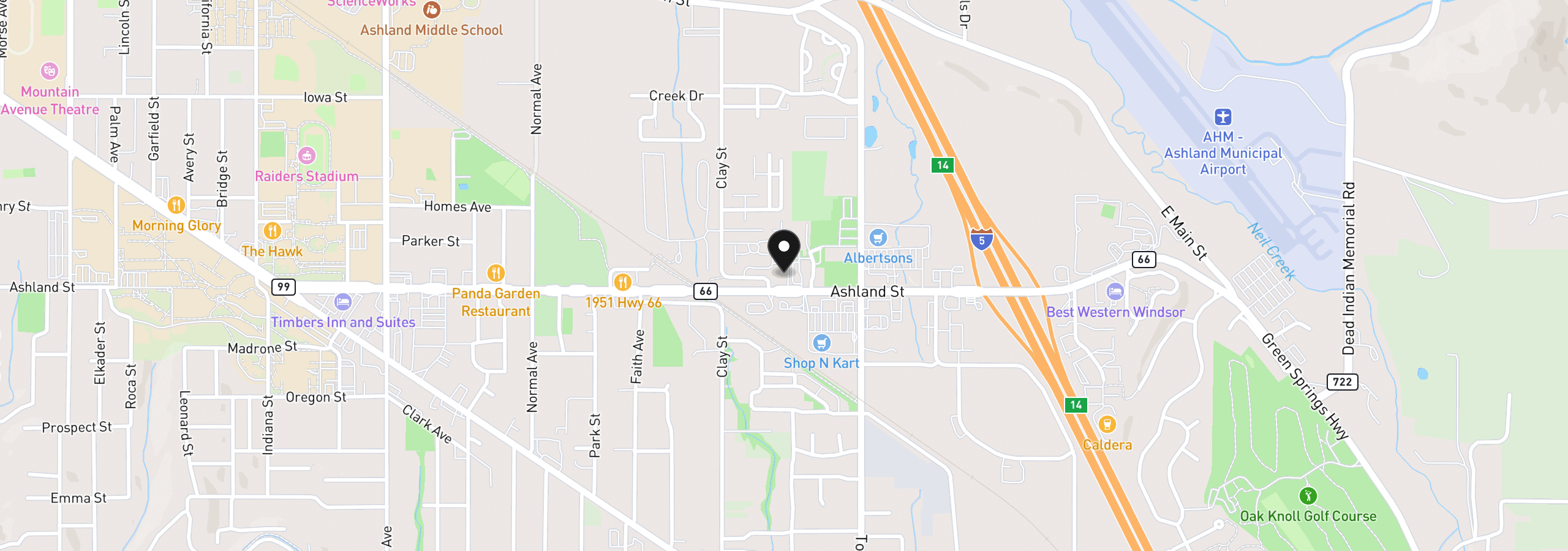 Map showing the location of 2205 Ashland St 210, Ashland, OR 97520
