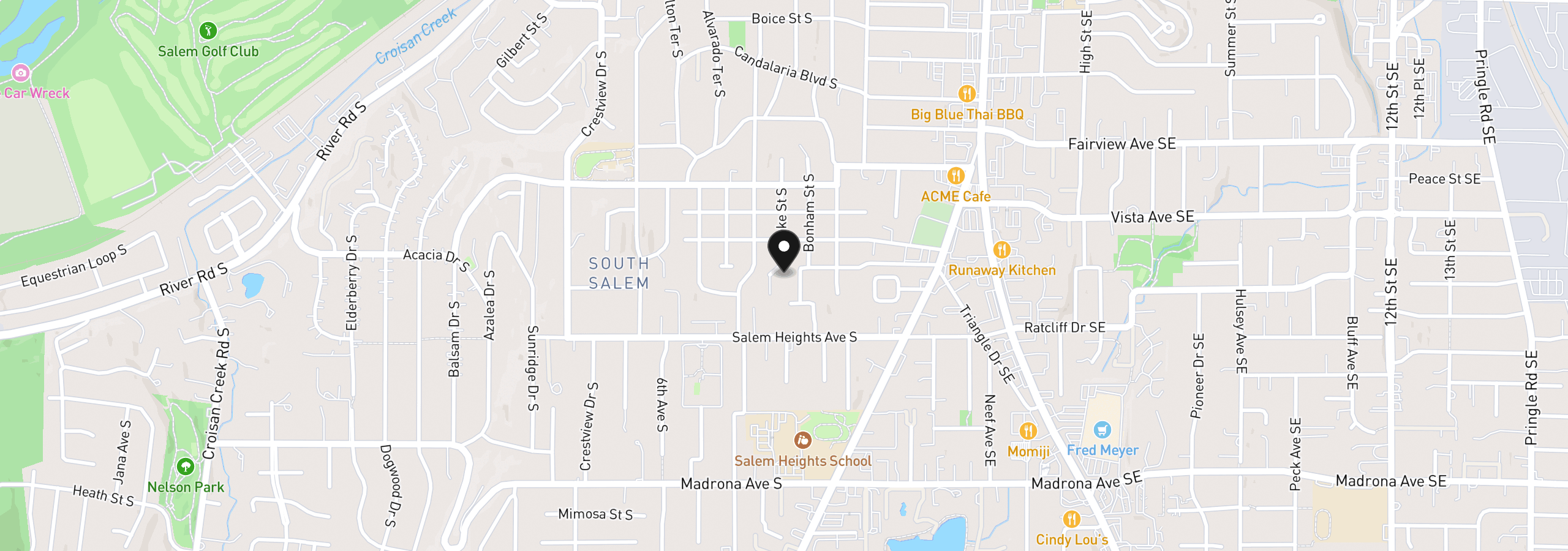 Map showing the location of 3240 Cooke St, Salem, OR 97302