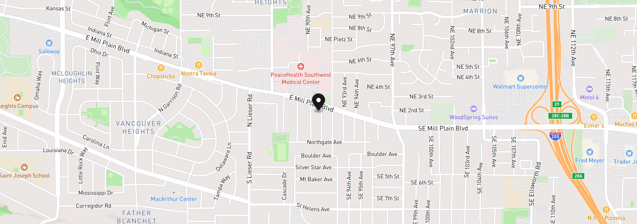 Map showing the location of 200 NE 91st Ave, Vancouver, Wa 98664