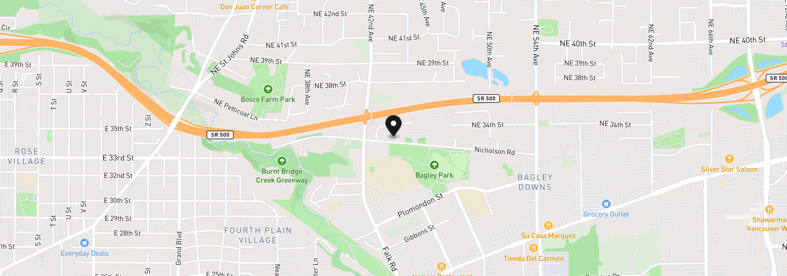 Map showing the location of 3302 NE 43rd Pl, Vancouver, Wa 98661