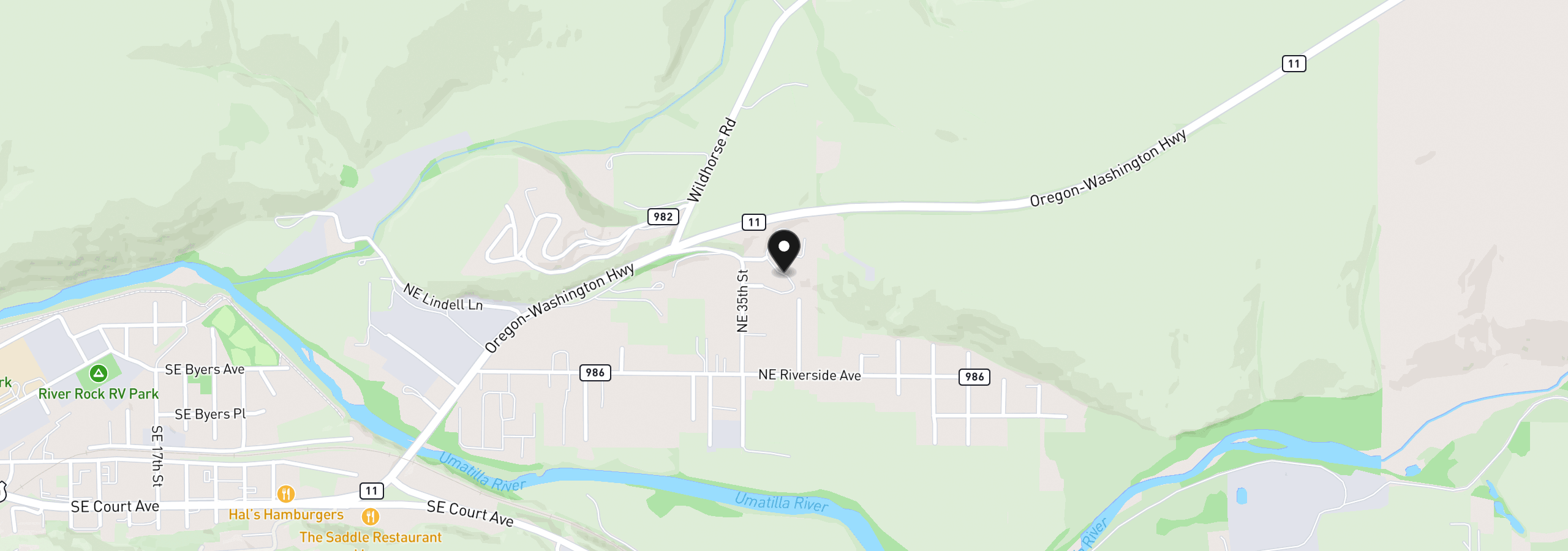 Map showing the location of 3540 NE King Pl, Pendleton, OR 97801