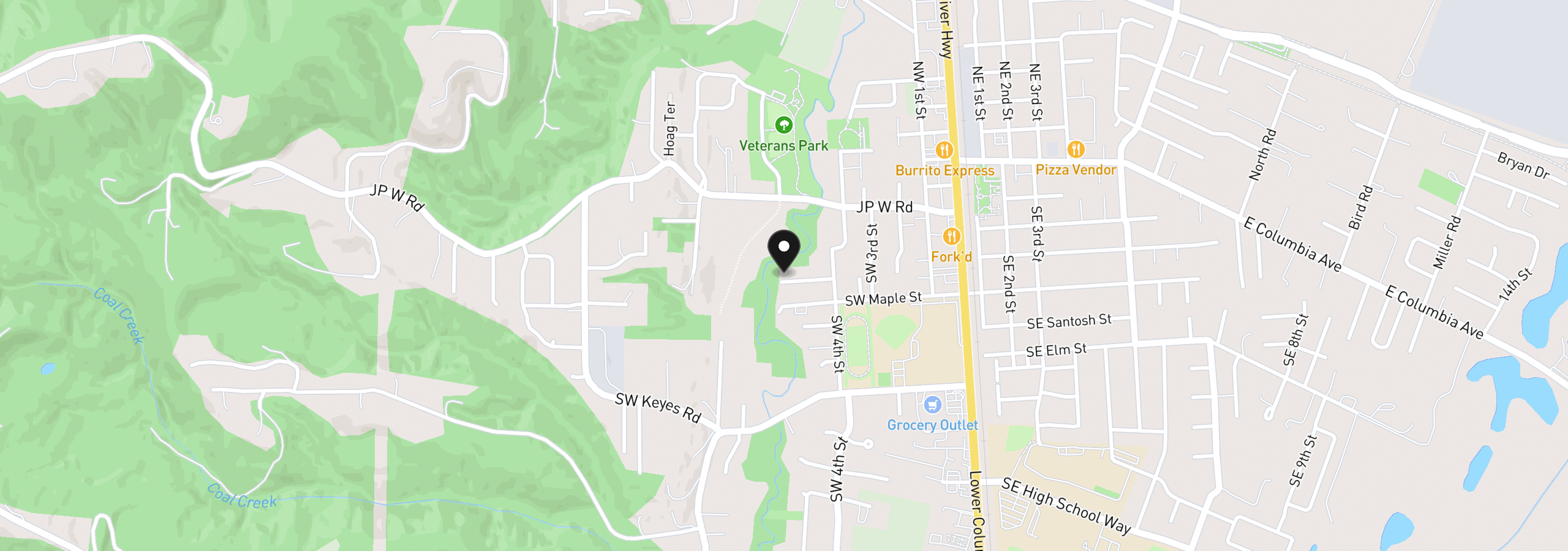 Map showing the location of 33209 SW Day St, Scappoose, OR 97056