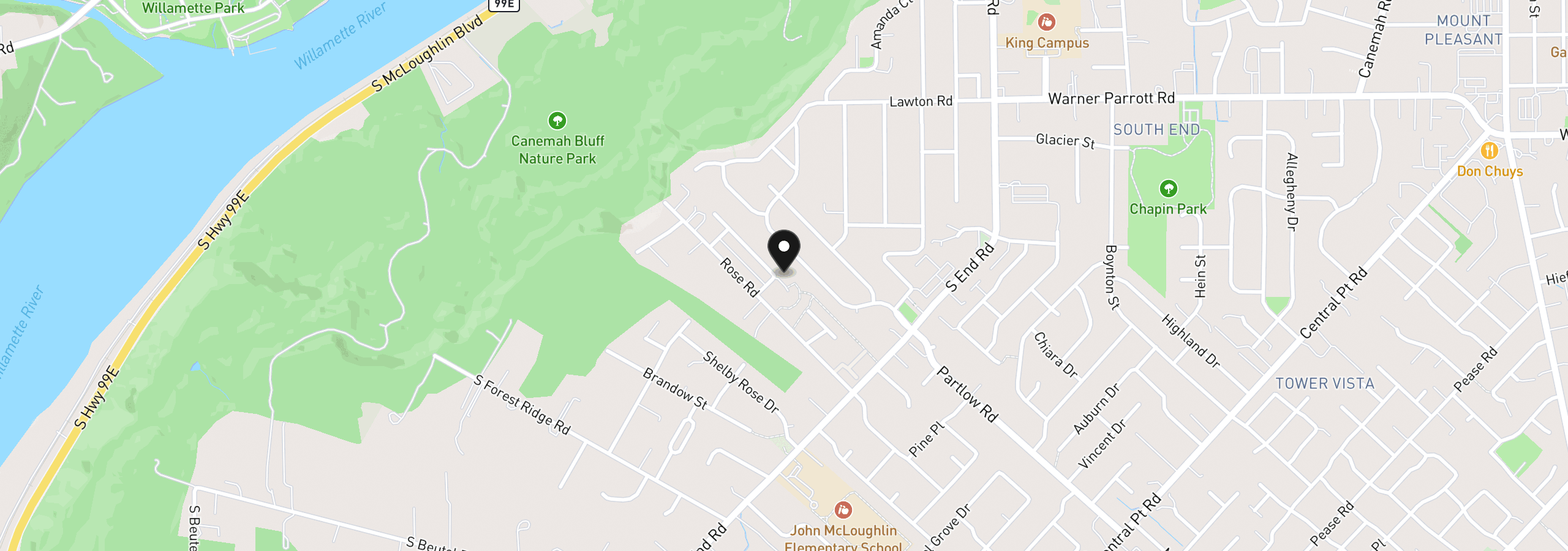 Map showing the location of 18792 Sunblaze Dr, Oregon City, OR 97045