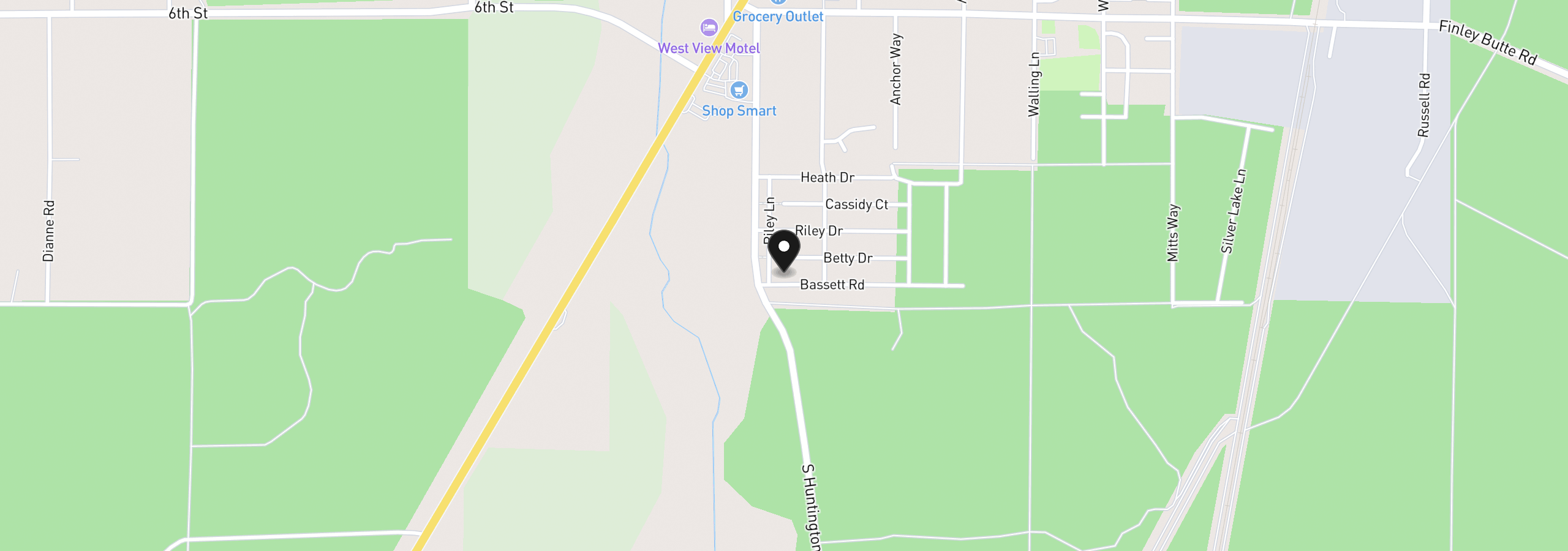 Map showing the location of 16424 Bassett Dr, La Pine, OR 97739