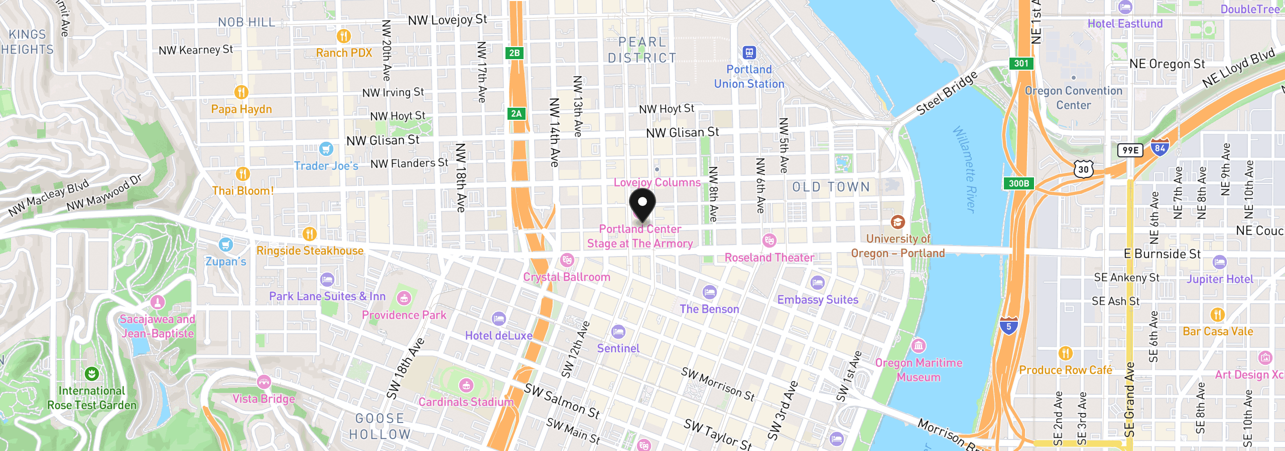 Map showing the location of 1025 NW Couch St 816, Portland, OR 97209