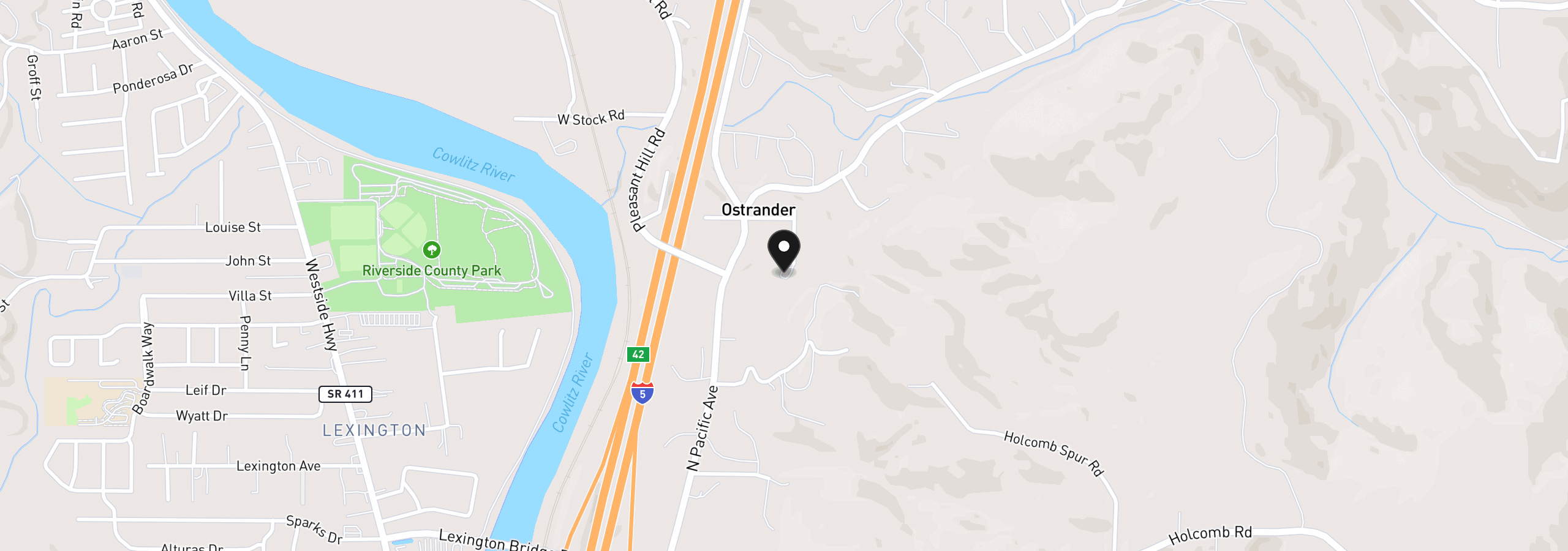 Map showing the location of 101 Red Row Road, Kelso, Wa 98626