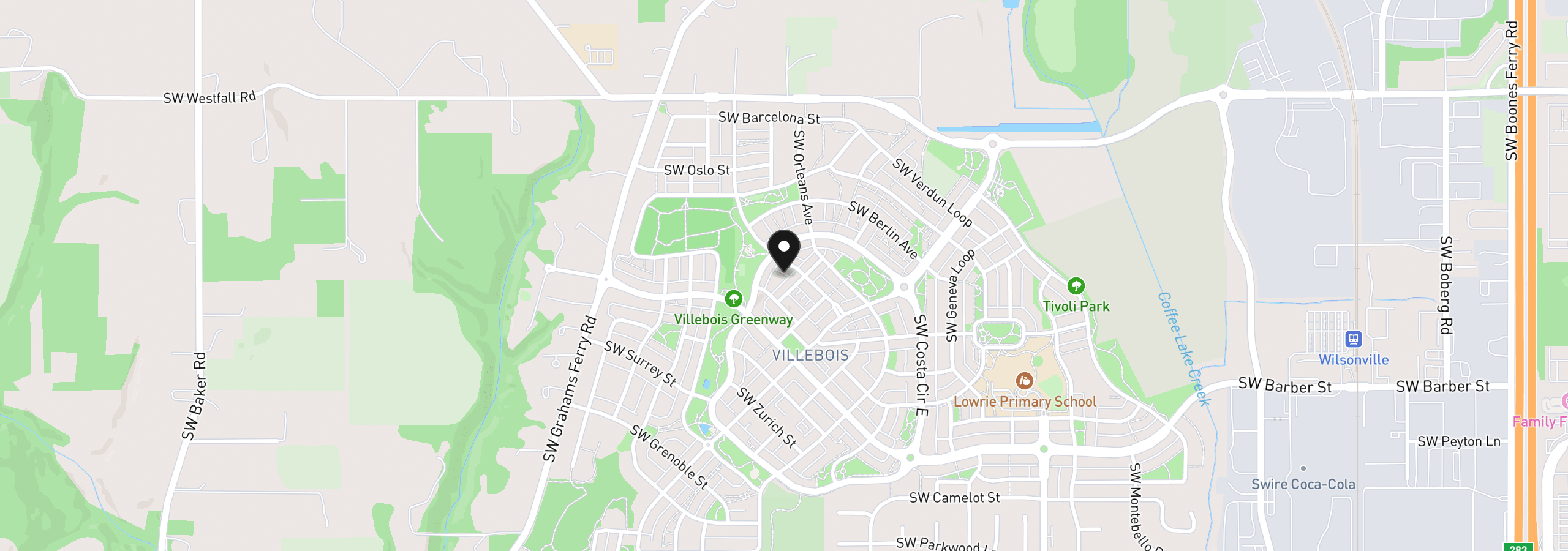 Map showing the location of 11761 SW Valencia Ln, Wilsonville, OR 97070