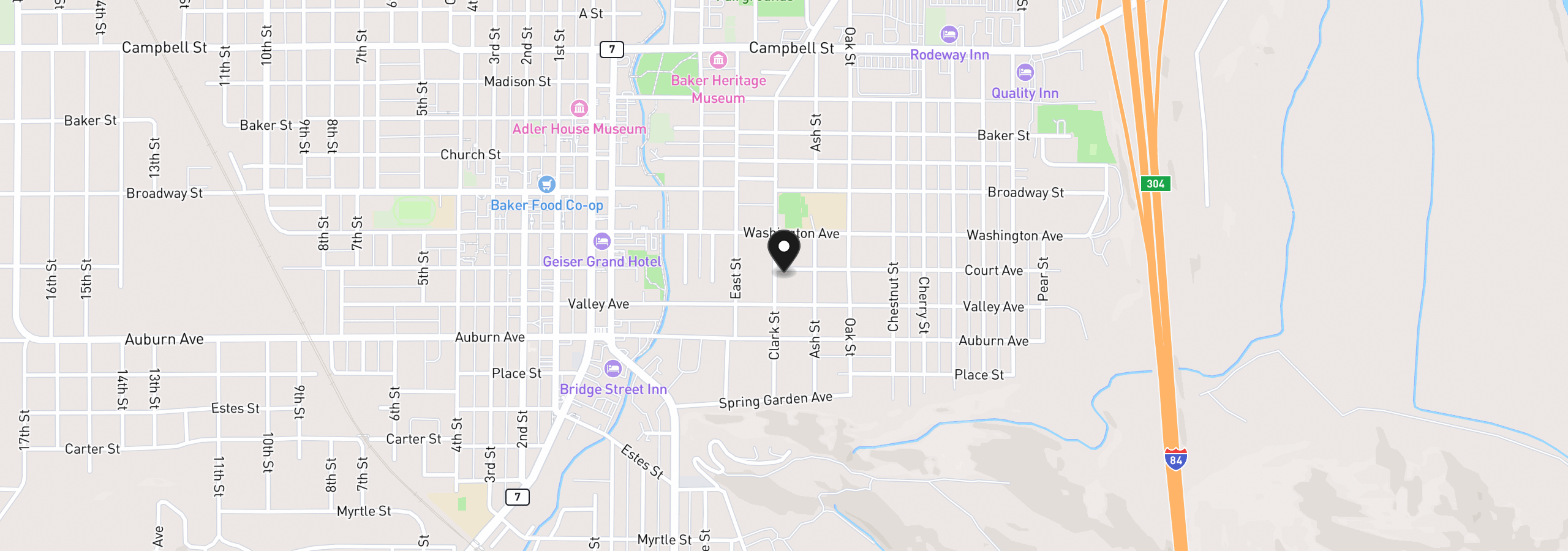 Map showing the location of 1890 Clark St, Baker City, OR 97814