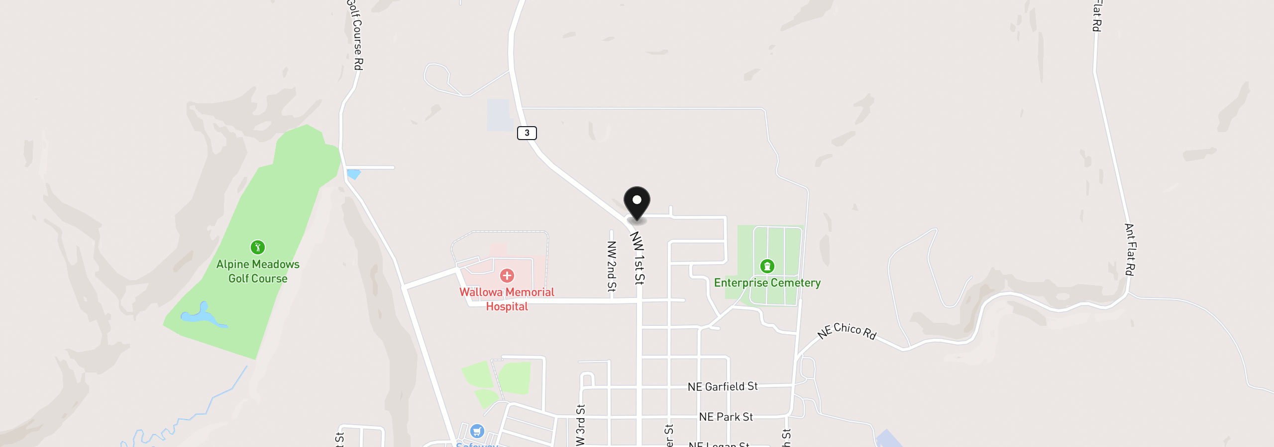Map showing the location of NE Claire St, Enterprise, OR 97828