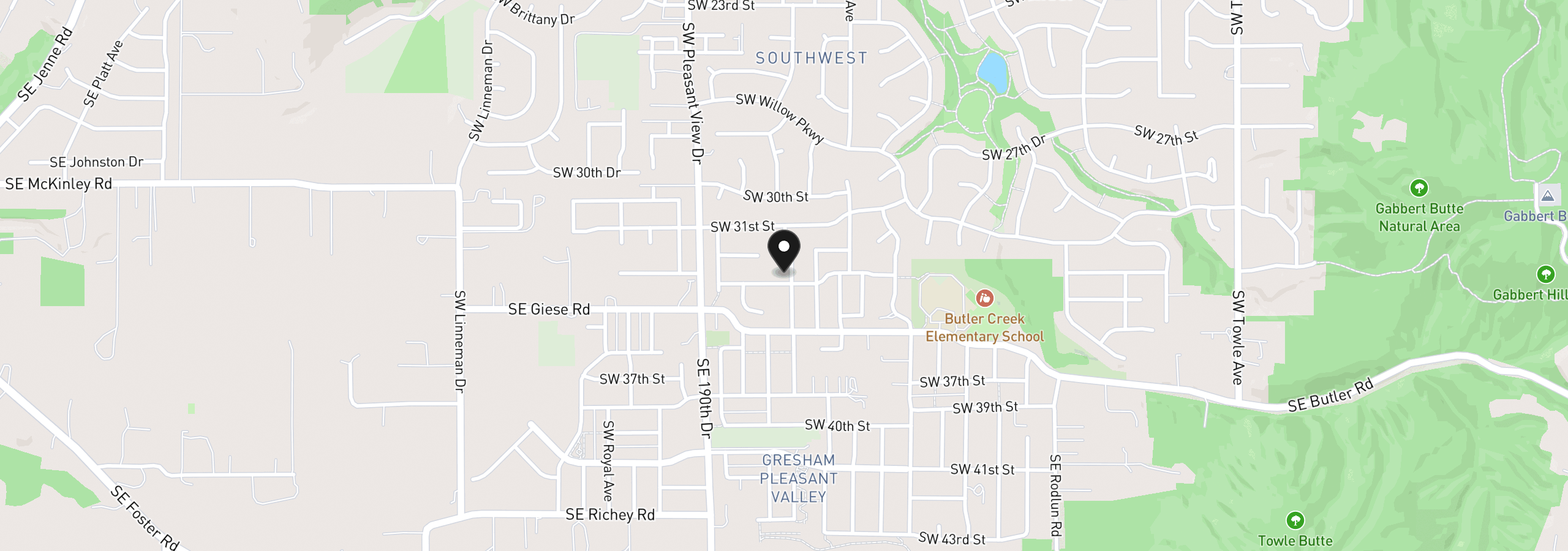 Map showing the location of 3229 SW 33rd St, Gresham, OR 97080