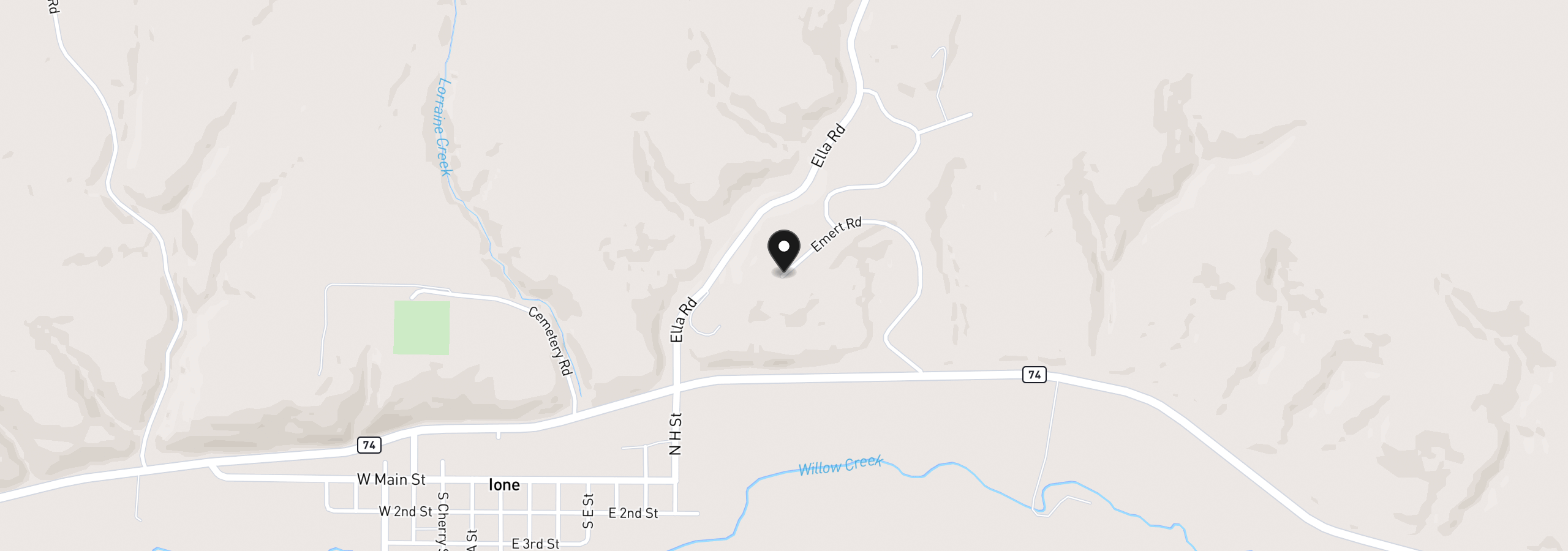 Map showing the location of 535 Emert Dr, Ione, OR 97843
