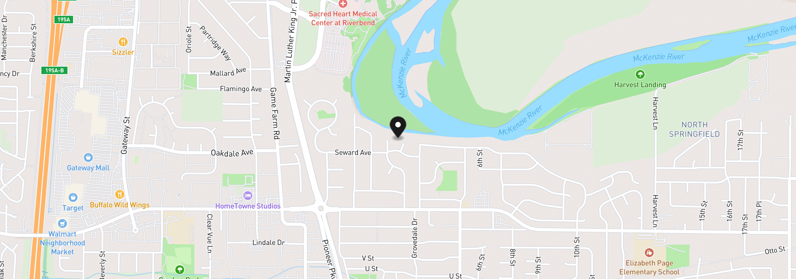 Map showing the location of 2850 Riviera Ct, Springfield, OR 97477