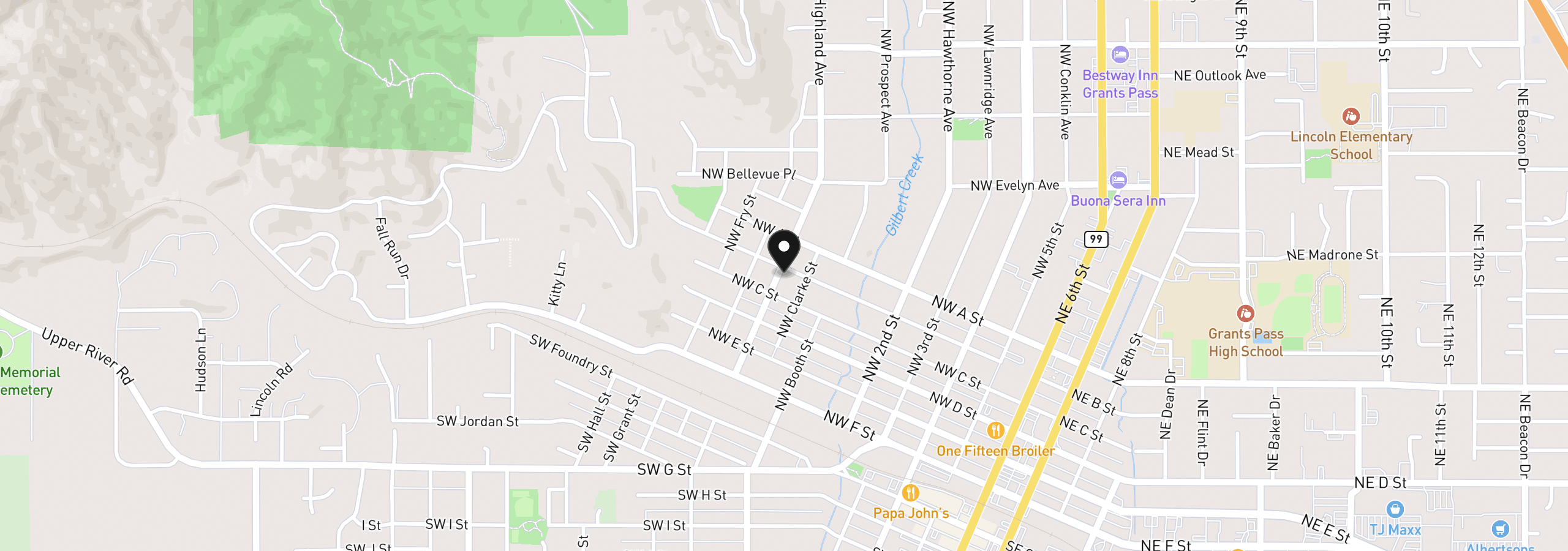 Map showing the location of 515 NW Dimmick St, Grants Pass, OR 97526