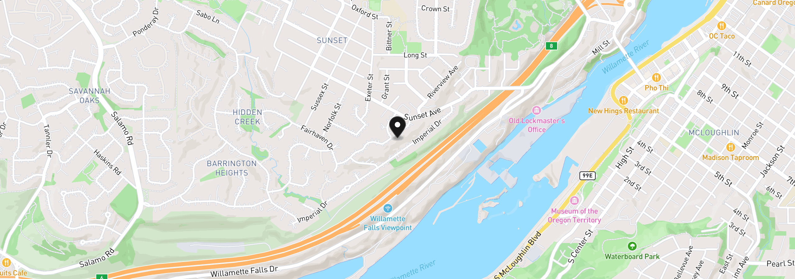 Map showing the location of 4249 Riverview Dr, West Linn, OR 97068