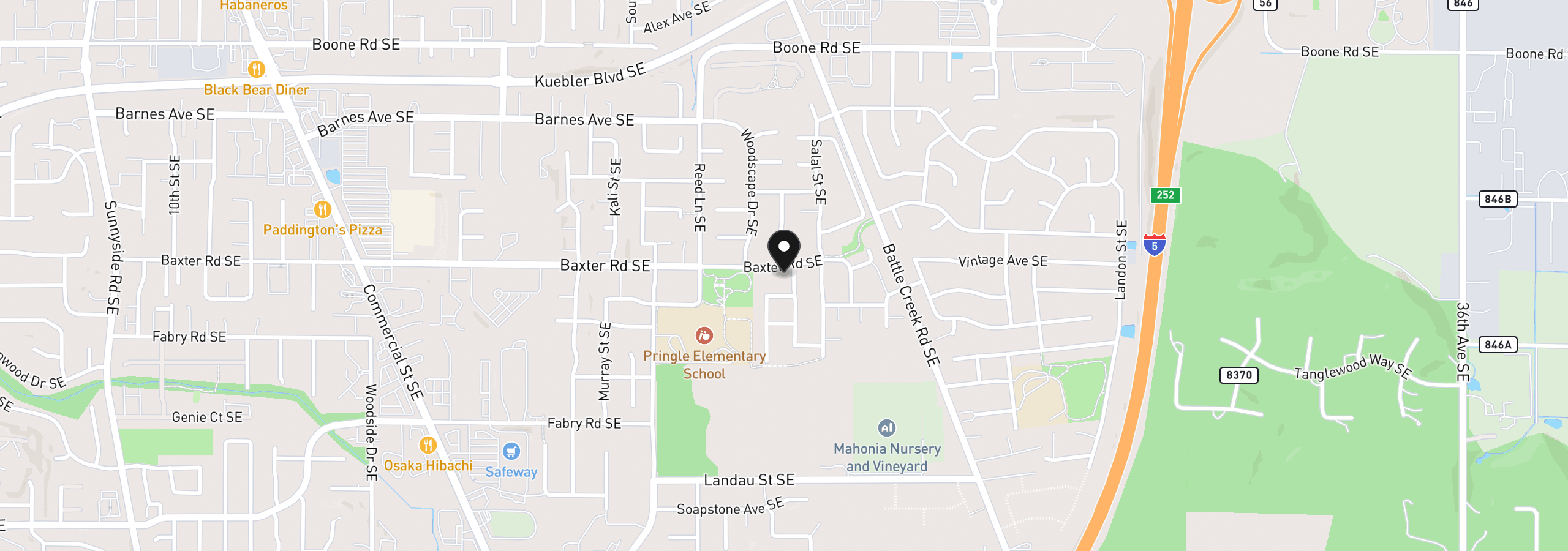 Map showing the location of 5425 Woodmill Dr SE, Salem, OR 97306