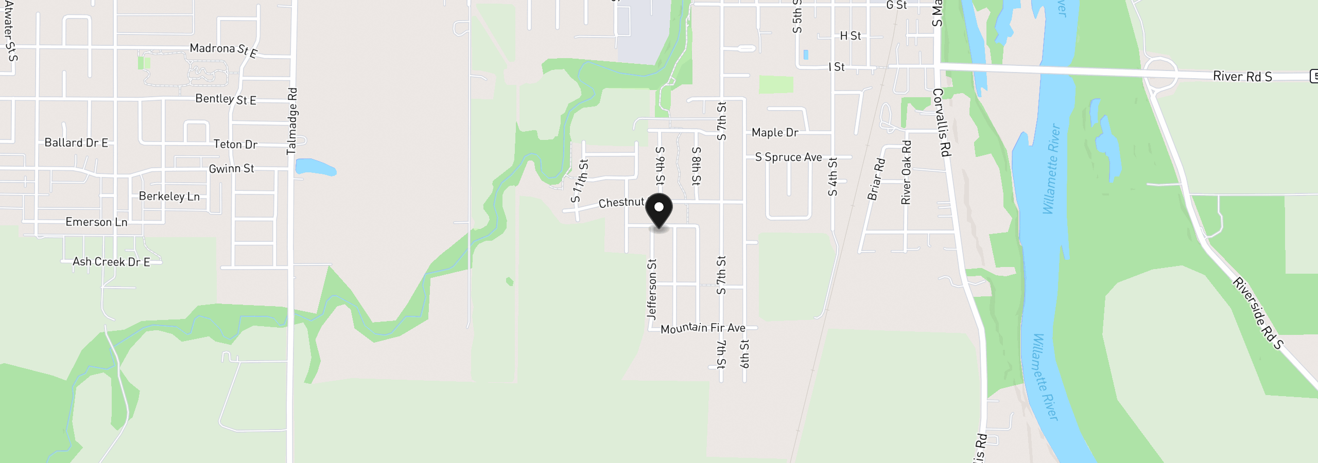 Map showing the location of 1363 Jefferson St, Independence, OR 97351