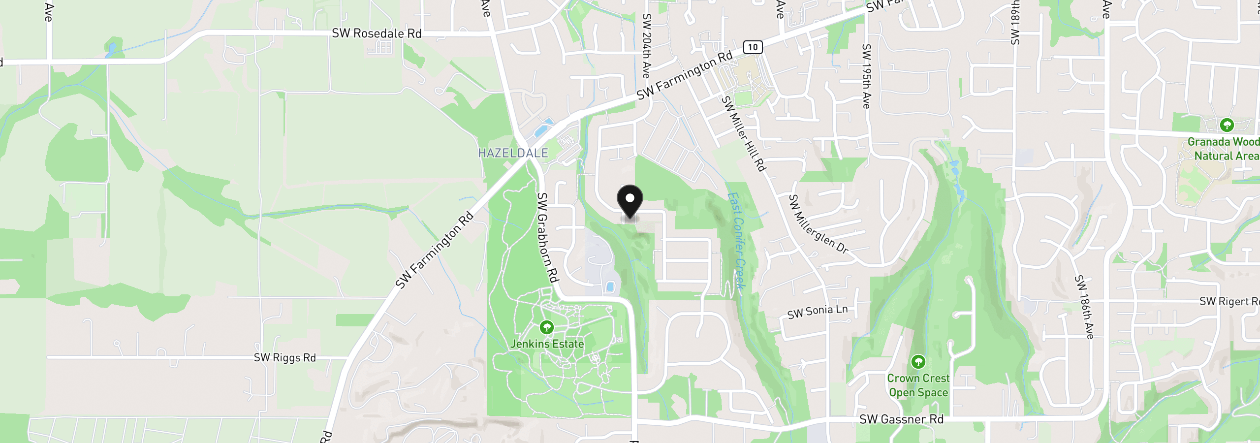 Map showing the location of 7642 SW 205th Ter, Beaverton, OR 97007