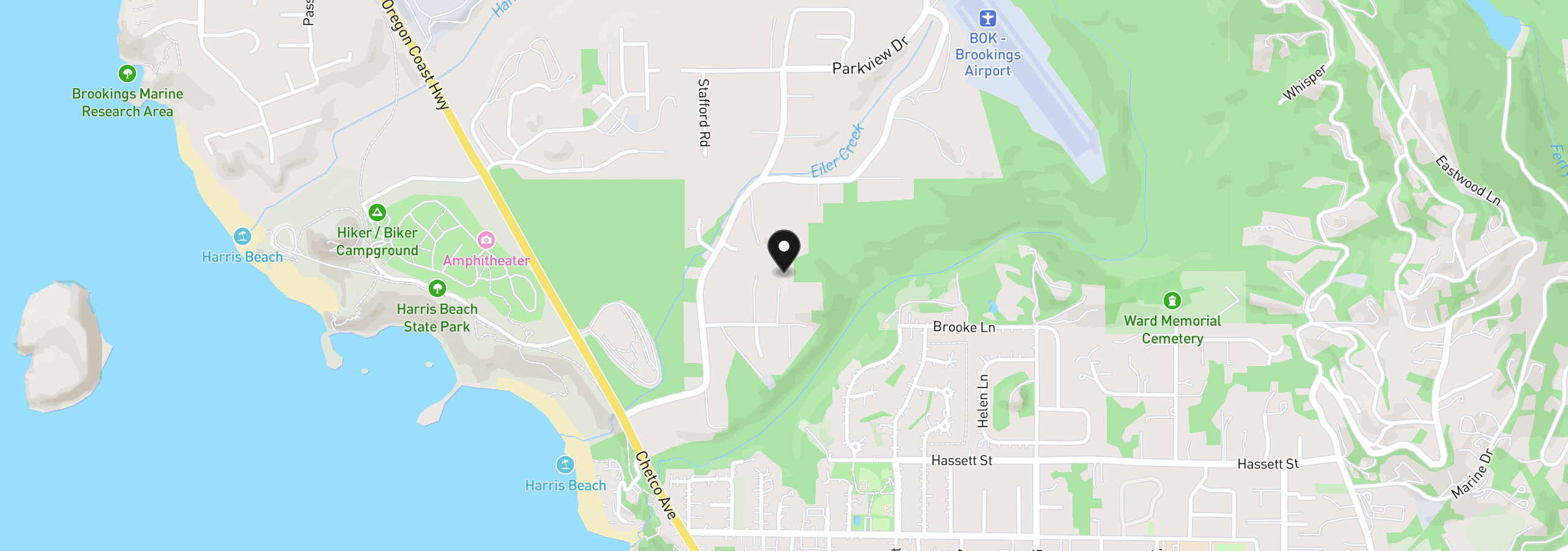 Map showing the location of 96951 Hampton Rd, Brookings, OR 97415
