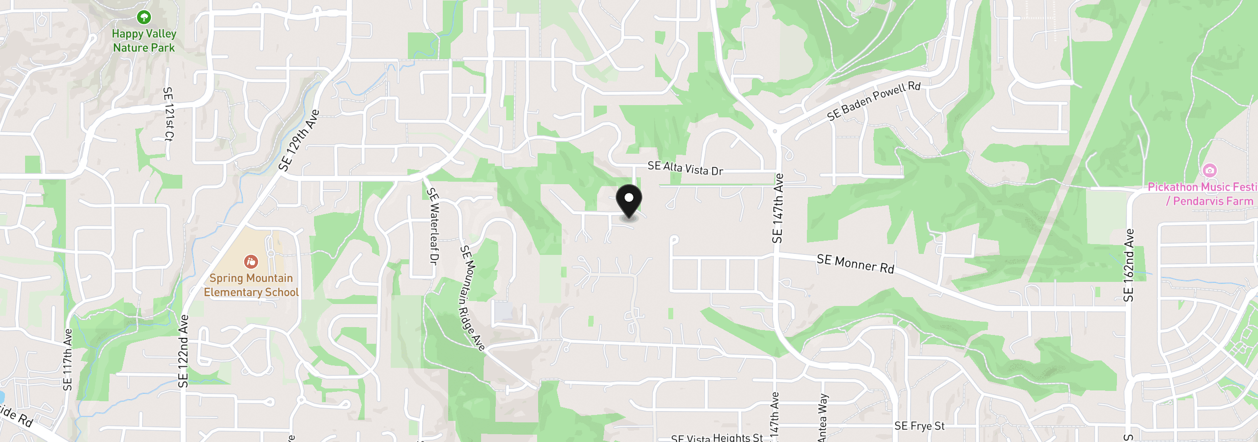 Map showing the location of 14046 SE Claremont St, Happy Valley, OR 97086