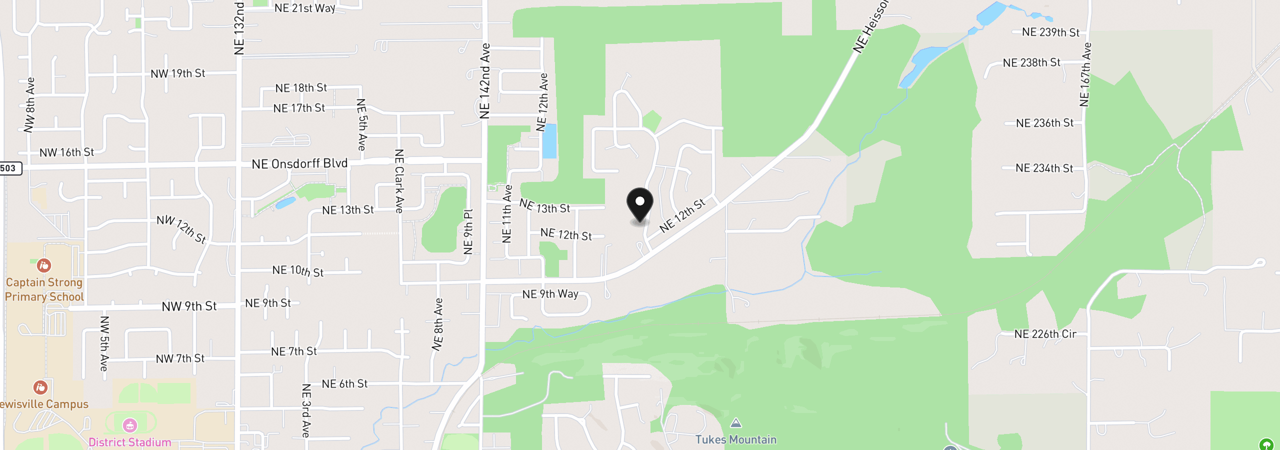 Map showing the location of 1208 NE 17th Ave, Battle Ground, Wa 98604