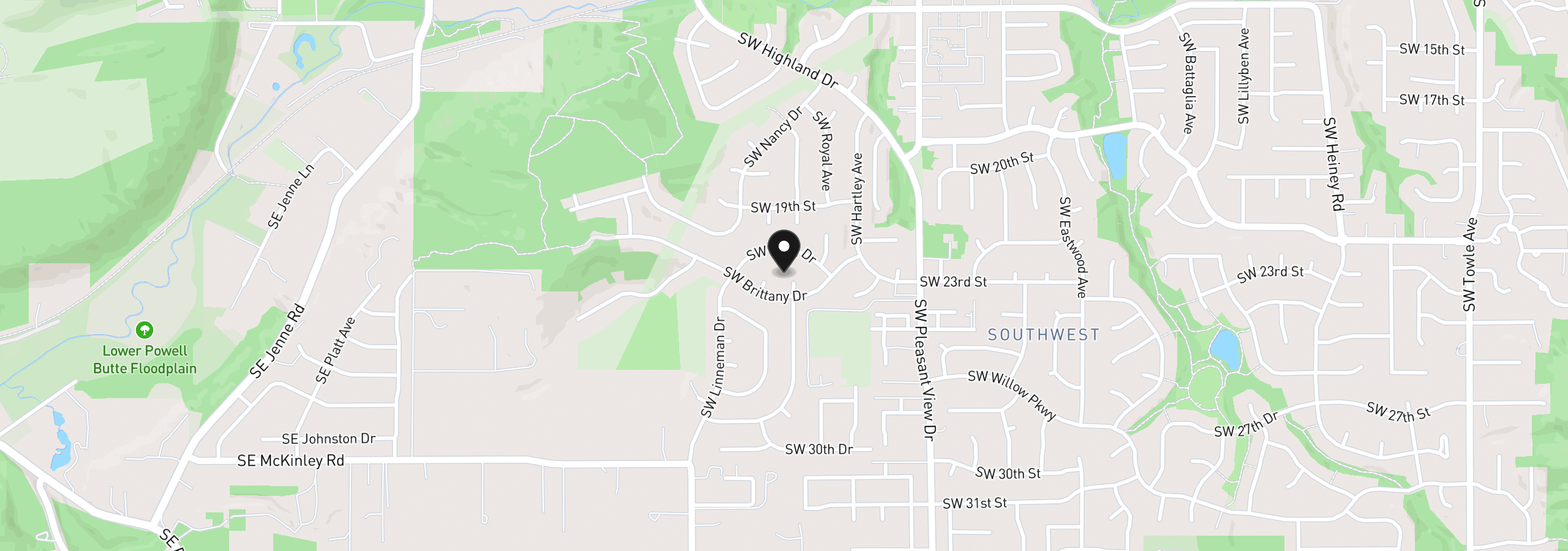 Map showing the location of 2263 SW Phyllis Pl, Gresham, OR 97080