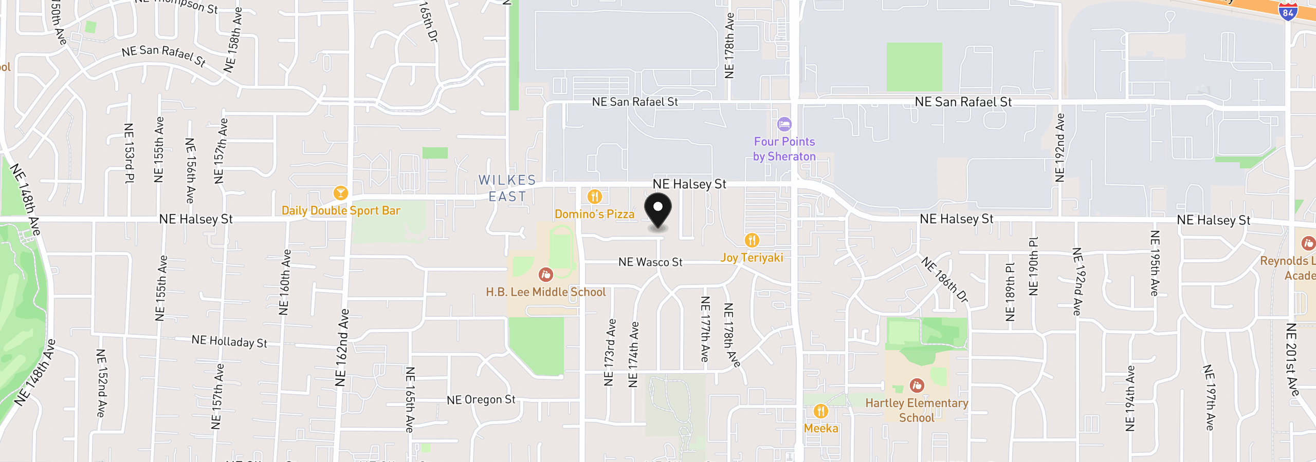Map showing the location of 17501 NE Clackamas St, Portland, OR 97230