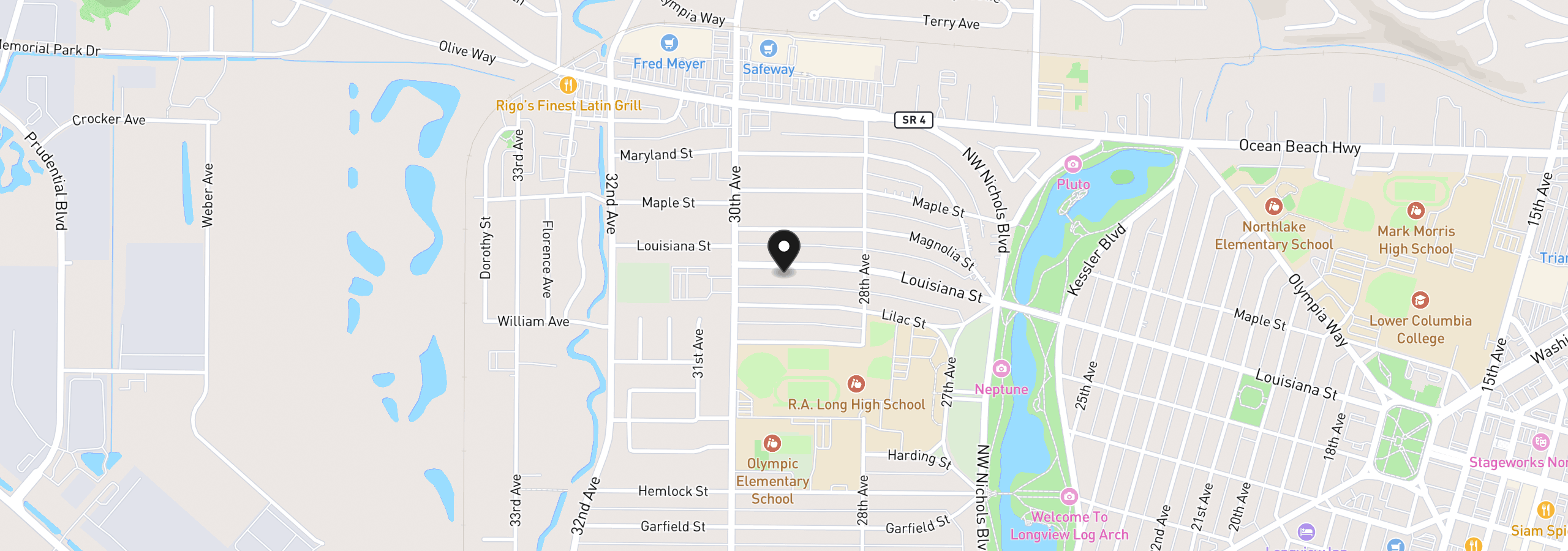 Map showing the location of 2915 Louisiana St, Longview, Wa 98632