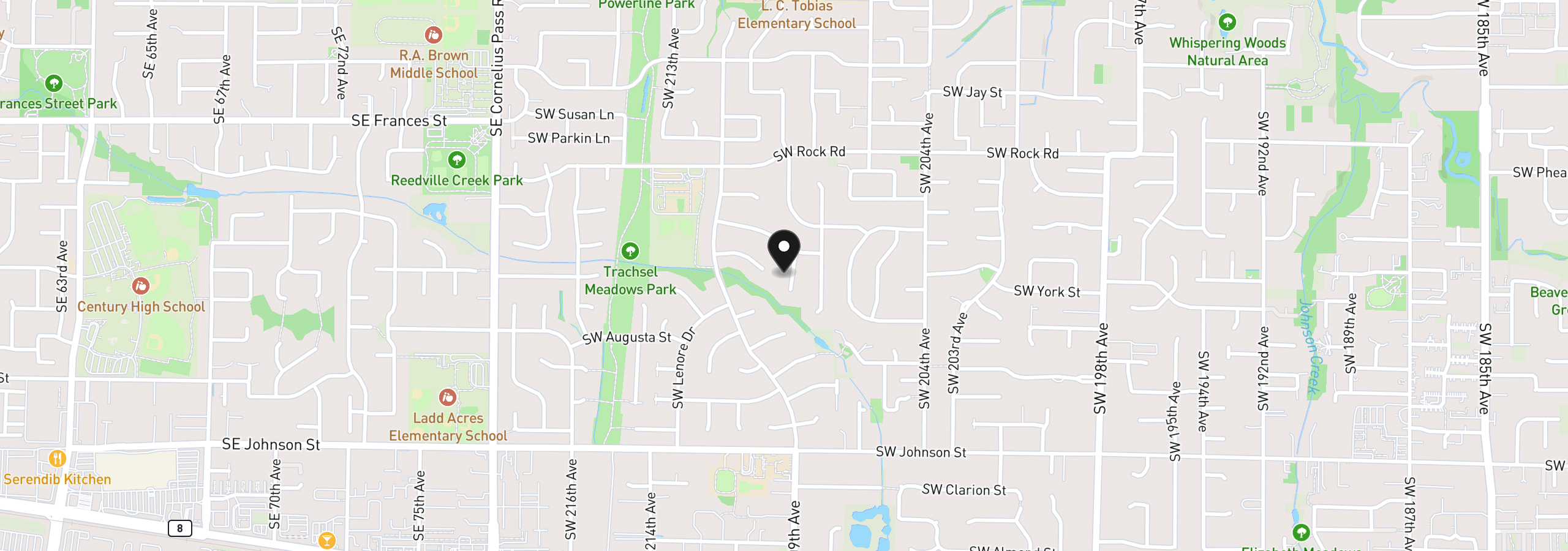 Map showing the location of 2075 SW 209th Ct, Beaverton, OR 97003