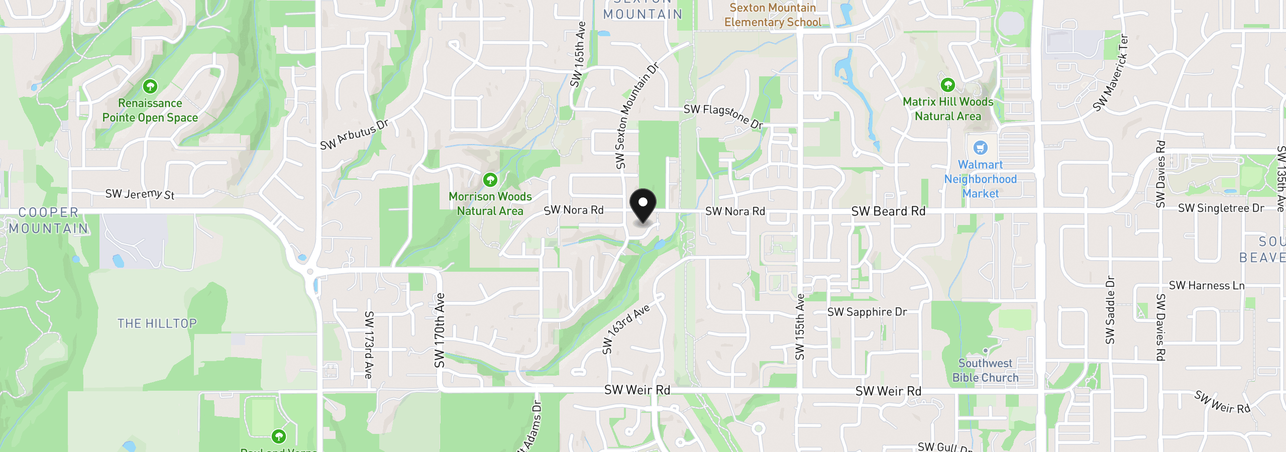 Map showing the location of 16275 SW Jade View Way, Beaverton, OR 97007
