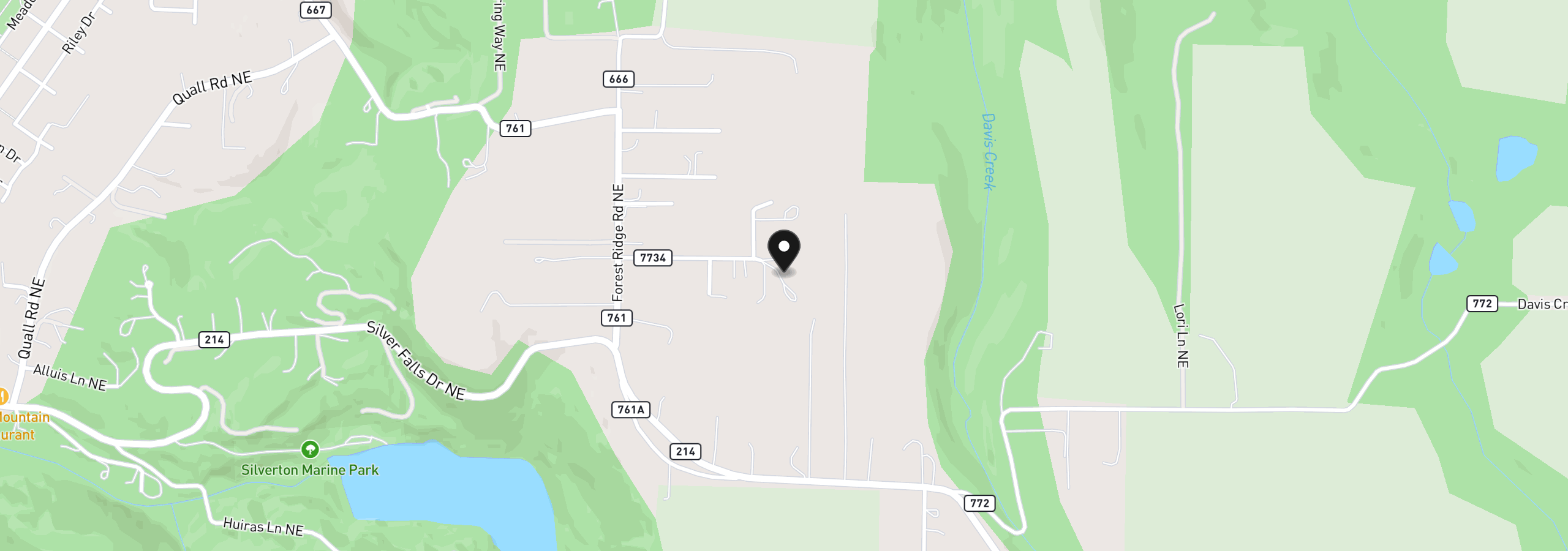 Map showing the location of 16056 Stormy, Silverton, OR 97381