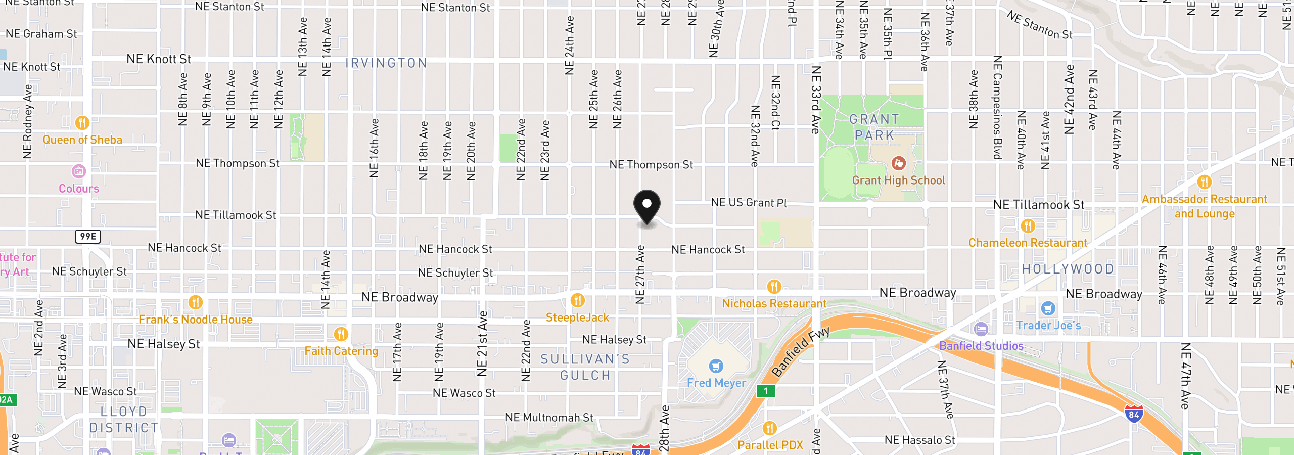 Map showing the location of 2012 NE 27th Ave, Portland, OR 97212