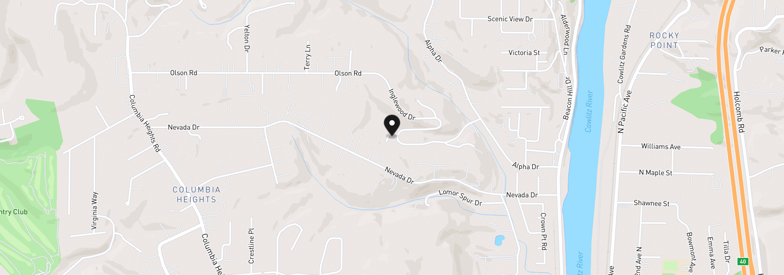 Map showing the location of 105 Inglewood Park, Longview, Wa 98632